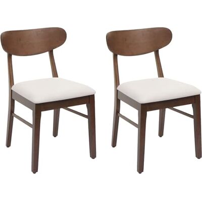 Mendler HWC-M59AM Lot de 2 chaises de salle à manger, cuisine, tissu/bois massif textile, structure sombre, crème Mendler HWC-M59AM Lot de 2 chaises de salle à manger, cuisine, tissu/bois massif textile, structure sombre, crème