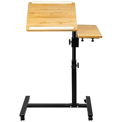 homewell Table d'Appoint Réglable en Hauteur avec roulettes, Table de Chevet, Coulissante 360° Pivotante pour Canapé, Style Industriel, pour Canapé ou Lit, 61 * 44 * 65-95cm (B Couleur du Bois homewell Table d'Appoint Réglable en Hauteur avec roulettes, Table de Chevet, Coulissante 360° Pivotante pour Canapé, Style Industriel, pour Canapé ou Lit, 61 * 44 * 65-95cm (B Couleur du Bois