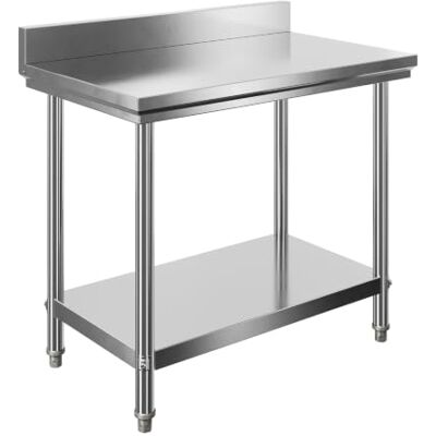 WilTec Table de travail – 1000 x 600 x 850 mm – en Acier inoxydable – avec Rebord de protection et Plaque en MDF – Établi inox Table inox WilTec Table de travail – 1000 x 600 x 850 mm – en Acier inoxydable – avec Rebord de protection et Plaque en MDF – Établi inox Table inox