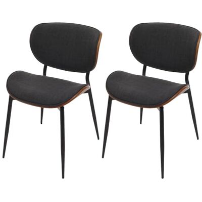 Mendler HWC-O45 Lot de 2 chaises de salle à manger, chaises de cuisine rembourrées, bois d'arc tissu/textile, 370 g/m², aspect noyer, gris foncé Mendler HWC-O45 Lot de 2 chaises de salle à manger, chaises de cuisine rembourrées, bois d'arc tissu/textile, 370 g/m², aspect noyer, gris foncé