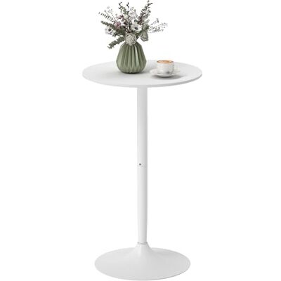 HOMCOM Table de Bar Ronde Table de Bistro Mange-Debout Style Contemporain avec Plateau Peint et Cadre en Acier dim. 60L x 60l x 102H cm Blanc HOMCOM Table de Bar Ronde Table de Bistro Mange-Debout Style Contemporain avec Plateau Peint et Cadre en Acier dim. 60L x 60l x 102H cm Blanc
