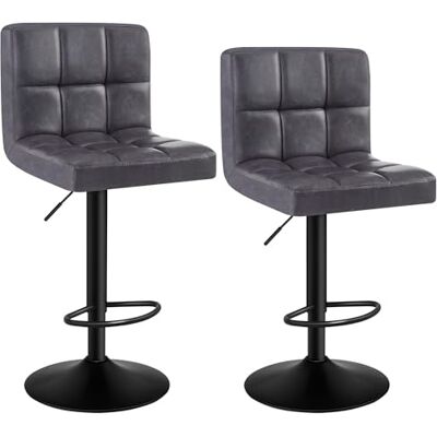 WOLTU Tabourets Bar Lot de 2 Pied Noir en Métal Siège en Similicuir rembourrée,Anthracite BH112an-2 WOLTU Tabourets Bar Lot de 2 Pied Noir en Métal Siège en Similicuir rembourrée,Anthracite BH112an-2