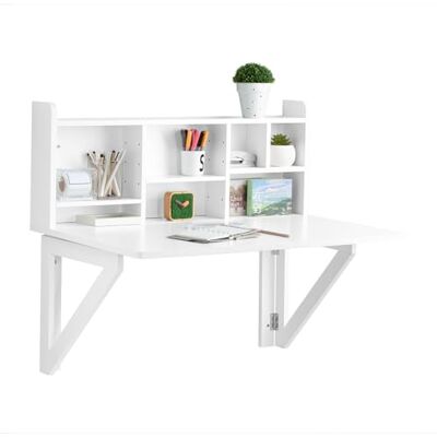 SoBuy Bureau Table Murale Rabattable avec Armoire Murale Intégrée Blanc, 90x78x60cm, FWT07-II-W SoBuy Bureau Table Murale Rabattable avec Armoire Murale Intégrée Blanc, 90x78x60cm, FWT07-II-W