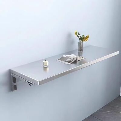 YHKJLYH Table pliante murale en acier inoxydable 304 peu encombrante avec supports pliables pour salle à manger, cuisine et usage domestique (80 x 24,9 cm) YHKJLYH Table pliante murale en acier inoxydable 304 peu encombrante avec supports pliables pour salle à manger, cuisine et usage domestique (80 x 24,9 cm)