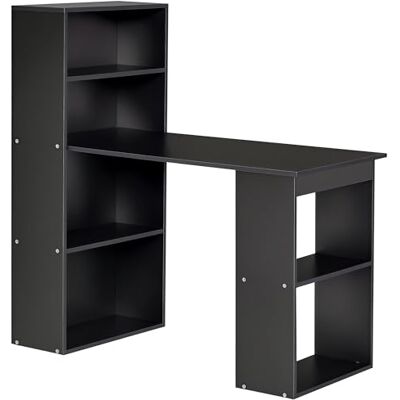 HOMCOM Bureau Informatique Bureau avec Rangement 120 x 55 x 120 cm Noir HOMCOM Bureau Informatique Bureau avec Rangement 120 x 55 x 120 cm Noir