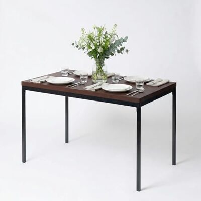FurnitureR Table de salle à manger rectangulaire en bois vintage 120 x 70 x 75 cm, bureau marron et pieds noirs FurnitureR Table de salle à manger rectangulaire en bois vintage 120 x 70 x 75 cm, bureau marron et pieds noirs