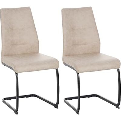 Trisens Lot de 2 chaises de salle à manger, modernes, aspect cuir, rembourrées, avec structure en métal robuste, faciles d'entretien, avec surface respirante, au choix (taupe, 2 pièces) Trisens Lot de 2 chaises de salle à manger, modernes, aspect cuir, rembourrées, avec structure en métal robuste, faciles d'entretien, avec surface respirante, au choix (taupe, 2 pièces)