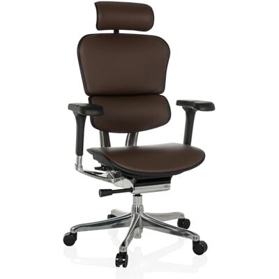 hjh OFFICE ERGOHUMAN GEN2 Chaise de bureau, ergonomique, design original, fauteuil de bureau, avec support lombaire flexible, assise rembourrée, cuir marron hjh OFFICE ERGOHUMAN GEN2 Chaise de bureau, ergonomique, design original, fauteuil de bureau, avec support lombaire flexible, assise rembourrée, cuir marron