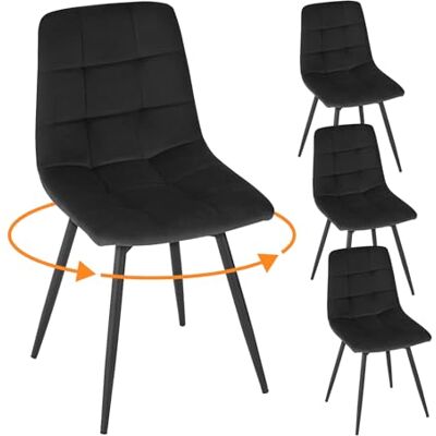 EUGAD Lot de 4 Chaises Pivotantes Salle à Manger, Chaises de Cuisine en Velours, avec Dossier, Assise Rembourrée, Pieds en Métal, pour Salle à Manger, Chambre, Salon, Noir EUGAD Lot de 4 Chaises Pivotantes Salle à Manger, Chaises de Cuisine en Velours, avec Dossier, Assise Rembourrée, Pieds en Métal, pour Salle à Manger, Chambre, Salon, Noir