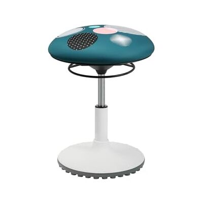 Topstar Living Chair Move Kids Tabouret réglable en hauteur avec siège pivotant, hauteur d'assise de 39 à 47 cm, motif pois bleu pétrole Topstar Living Chair Move Kids Tabouret réglable en hauteur avec siège pivotant, hauteur d'assise de 39 à 47 cm, motif pois bleu pétrole