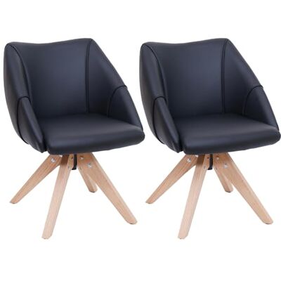 Mendler HWC-Q52 Lot de 2 chaises de salle à manger pivotantes en bois et cuir synthétique Noir Mendler HWC-Q52 Lot de 2 chaises de salle à manger pivotantes en bois et cuir synthétique Noir