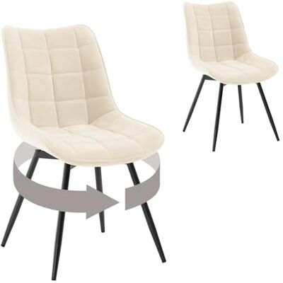 WOLTU Lot de 2 Chaises Pivotantes Salle à Manger, Chaises de Cuisine, avec Assise Rembourrée, Dossier Haut, Pieds en Métal, Tissu en Velours, Beige EZS86be-2 WOLTU Lot de 2 Chaises Pivotantes Salle à Manger, Chaises de Cuisine, avec Assise Rembourrée, Dossier Haut, Pieds en Métal, Tissu en Velours, Beige EZS86be-2
