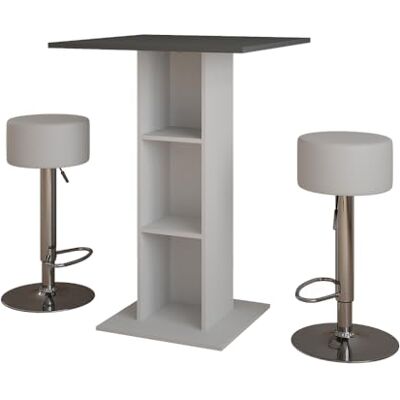 Vicco Set de table de bar "Repose", Anthracite/blanc, 75x75cm Vicco Set de table de bar "Repose", Anthracite/blanc, 75x75cm