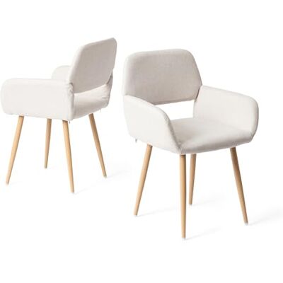 FurnitureR Lot de 2 chaises de salon élégantes avec assise en tissu doux et pieds en métal pour salon, chambre à coucher, beige FurnitureR Lot de 2 chaises de salon élégantes avec assise en tissu doux et pieds en métal pour salon, chambre à coucher, beige