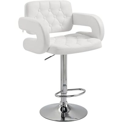 HOMCOM Tabouret de Bar pivotant à 360°, Chaise de Bar réglable en Hauteur avec Dossier rembourrée, Repose-Pieds et accoudoirs, Chaise Haute Cuisine en PU et métal pour Salle à Manger, comptoir, Blanc HOMCOM Tabouret de Bar pivotant à 360°, Chaise de Bar réglable en Hauteur avec Dossier rembourrée, Repose-Pieds et accoudoirs, Chaise Haute Cuisine en PU et métal pour Salle à Manger, comptoir, Blanc