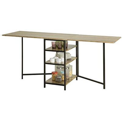 SoBuy Table Pliante avec 2 Abattants et 3 Étagères de Rangement, Rabattable pour Cuisine, Salle à Manger, Économie d'Espace, 180 x 60 x 77cm, FWT62-N SoBuy Table Pliante avec 2 Abattants et 3 Étagères de Rangement, Rabattable pour Cuisine, Salle à Manger, Économie d'Espace, 180 x 60 x 77cm, FWT62-N