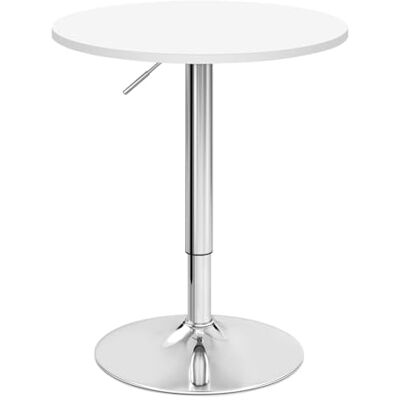 WOLTU BT02ws Table de Bar et Cuisine Haute Réglable en MDF Rond Blanc WOLTU BT02ws Table de Bar et Cuisine Haute Réglable en MDF Rond Blanc