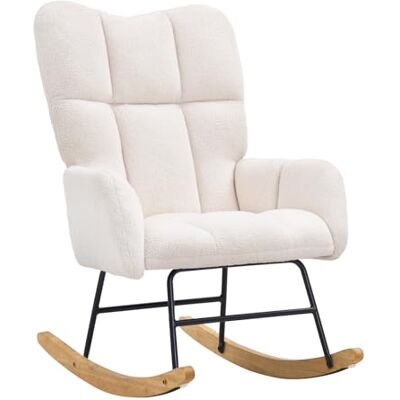 VEVOR Chaise à Bascule pour Chambre D'enfant, Capacité de Poids de 113kg, Chaise à Bascule Rembourrée en Tissu Teddy,Siège Souple,Dossier Haut,Chaise D'allaitement pour Chambre D'enfant, Blanc Ivoire VEVOR Chaise à Bascule pour Chambre D'enfant, Capacité de Poids de 113kg, Chaise à Bascule Rembourrée en Tissu Teddy,Siège Souple,Dossier Haut,Chaise D'allaitement pour Chambre D'enfant, Blanc Ivoire