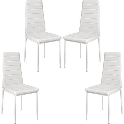 homewell Lot de 4 Chaises de Salle à Manger à Dossier Haut, Chaises de Cuisine Rembourrées Moderne, Structure en Acier Métallique, pour Salle de Séjour Chambre à Coucher homewell Lot de 4 Chaises de Salle à Manger à Dossier Haut, Chaises de Cuisine Rembourrées Moderne, Structure en Acier Métallique, pour Salle de Séjour Chambre à Coucher