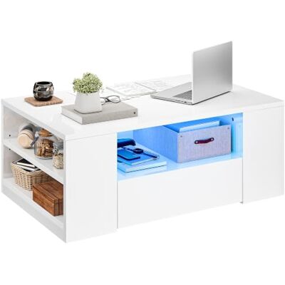 YITAHOME Table basse blanche brillante moderne, 95 x 55 x 37 cm YITAHOME Table basse blanche brillante moderne, 95 x 55 x 37 cm