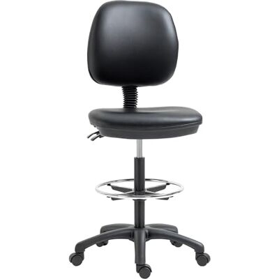 Vinsetto Tabouret à roulette pivotant et hauteur réglable 69-91 cm Dossier inclinable et repose-pieds ajustable Vinsetto Tabouret à roulette pivotant et hauteur réglable 69-91 cm Dossier inclinable et repose-pieds ajustable