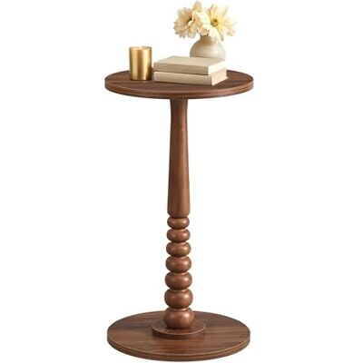VASAGLE MARIEL Collection LET293KX01 Table basse ronde porte-boissons, Guéridon, pour petits espaces, pieds en bois, style rustique, pour salon et chambre à coucher, marron châtaignier VASAGLE MARIEL Collection LET293KX01 Table basse ronde porte-boissons, Guéridon, pour petits espaces, pieds en bois, style rustique, pour salon et chambre à coucher, marron châtaignier