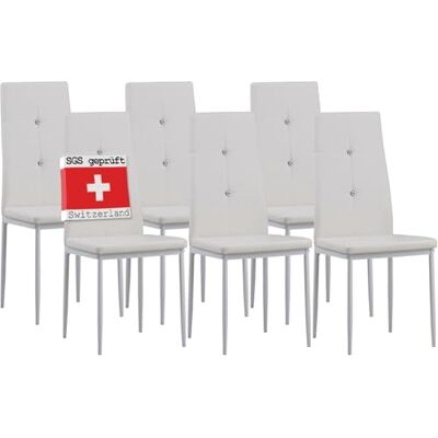 Albatros Lot de 6 chaises de salle à manger en diamant blanc élégant avec revêtement en cuir synthétique et rembourrage confortable – Chaise de cuisine, chaise de salle à manger ou table à manger moderne Albatros Lot de 6 chaises de salle à manger en diamant blanc élégant avec revêtement en cuir synthétique et rembourrage confortable – Chaise de cuisine, chaise de salle à manger ou table à manger moderne
