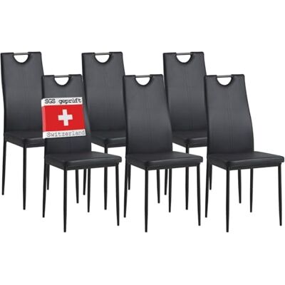 Albatros Salerno, Lot de 6 Chaises de Salle à Manger, Noir, SGS Tested Albatros Salerno, Lot de 6 Chaises de Salle à Manger, Noir, SGS Tested