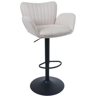 Mendler Tabouret de bar HWC-M67 en tissu Couleur crème et pied noir Chaise pivotante avec accoudoir, repose-pieds, pivotante en fer Mendler Tabouret de bar HWC-M67 en tissu Couleur crème et pied noir Chaise pivotante avec accoudoir, repose-pieds, pivotante en fer