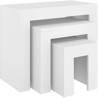 vidaXL Tables Basses Gigognes 3 pcs, Tables d'Appoint, Bouts de Canapé, Meubles de Salle de Séjour, Scandinave, Blanc Bois d'Ingénierie vidaXL Tables Basses Gigognes 3 pcs, Tables d'Appoint, Bouts de Canapé, Meubles de Salle de Séjour, Scandinave, Blanc Bois d'Ingénierie