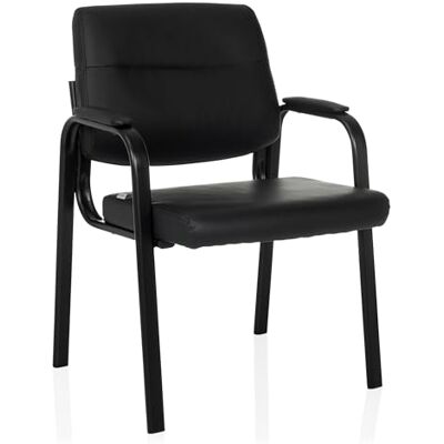 hjh OFFICE Advie V Chaise de conférence rembourrée avec cadre à 4 pieds, en cuir synthétique, avec accoudoirs, noire hjh OFFICE Advie V Chaise de conférence rembourrée avec cadre à 4 pieds, en cuir synthétique, avec accoudoirs, noire
