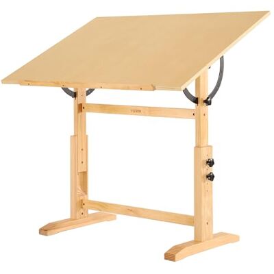 VISWIN Table de dessin en bois extra large pour adultes, 76,2 x 106,7 cm, réglable en hauteur et angle pour studio d'art, bureau d'artiste en pin massif VISWIN Table de dessin en bois extra large pour adultes, 76,2 x 106,7 cm, réglable en hauteur et angle pour studio d'art, bureau d'artiste en pin massif