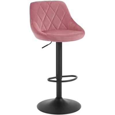 WOLTU Tabouret de bar pivotant avec dossier et repose-pieds Hauteur réglable Base en métal antidérapante Velours Rose WOLTU Tabouret de bar pivotant avec dossier et repose-pieds Hauteur réglable Base en métal antidérapante Velours Rose