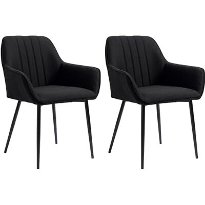 HOMCOM Chaises de Salle à Manger Chaises de Visiteur Design scandinave Lot de 2 chaises Pieds effilés métal Noir Assise Dossier accoudoirs ergonomiques Lin Noir HOMCOM Chaises de Salle à Manger Chaises de Visiteur Design scandinave Lot de 2 chaises Pieds effilés métal Noir Assise Dossier accoudoirs ergonomiques Lin Noir
