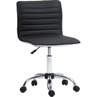 HOMCOM Chaise de Bureau Ergonomique, Hauteur réglable, Assise et Dossier rembourrés et pivotant 360°, Chaise d'ordinateur en Similicuir pour Bureau, Chambre, Noir HOMCOM Chaise de Bureau Ergonomique, Hauteur réglable, Assise et Dossier rembourrés et pivotant 360°, Chaise d'ordinateur en Similicuir pour Bureau, Chambre, Noir