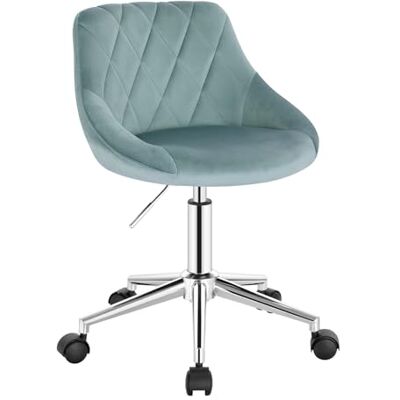 EUGAD Chaise Coiffeuse à roulettes, Tabouret Pivotant, Velours, Turquoise EUGAD Chaise Coiffeuse à roulettes, Tabouret Pivotant, Velours, Turquoise