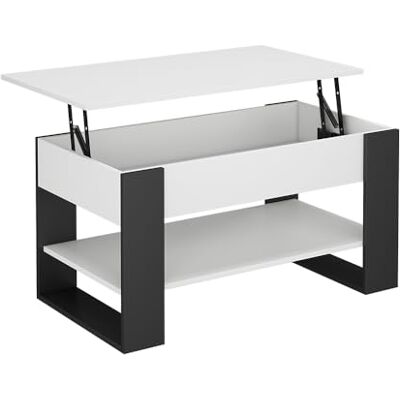 Vicco Table basse "Lifto", blanc/anthracite, 92x51cm avec fonction de levage, avec plateau de table réglable en hauteur et piètement stable Vicco Table basse "Lifto", blanc/anthracite, 92x51cm avec fonction de levage, avec plateau de table réglable en hauteur et piètement stable