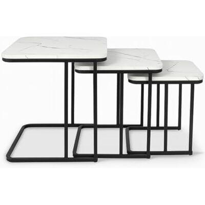 Milton Set de Table d'Appoint Borba Marbre Blanc Milton Set de Table d'Appoint Borba Marbre Blanc