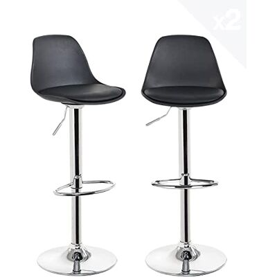 LANTUS Lot de 2 tabourets de Bar, Tabouret de Bar en Cuir synthétique réglable en Hauteur,tabourets de Bar Cuisine Design SIG,Réglable en Hauteur et Rotative à 360°-Noir-2pc LANTUS Lot de 2 tabourets de Bar, Tabouret de Bar en Cuir synthétique réglable en Hauteur,tabourets de Bar Cuisine Design SIG,Réglable en Hauteur et Rotative à 360°-Noir-2pc