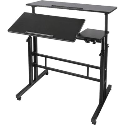 LANTUS Bureau Assis Debout, pour Etudier Travailler Chambre, 67-96cm, pour Travail à Domicile et Ordinateur, Petit Bureau Pliant, Table Pliable Gaming,80 x 60 x 67-115 cm (Grand) Noir LANTUS Bureau Assis Debout, pour Etudier Travailler Chambre, 67-96cm, pour Travail à Domicile et Ordinateur, Petit Bureau Pliant, Table Pliable Gaming,80 x 60 x 67-115 cm (Grand) Noir
