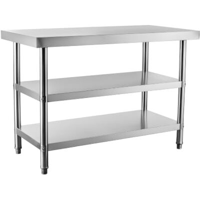 WilTec Table de travail – 1200 x 600 x 850 mm – en Acier inoxydable – avec 2 Étagères et Pieds ajustables – Établi inox Table inox WilTec Table de travail – 1200 x 600 x 850 mm – en Acier inoxydable – avec 2 Étagères et Pieds ajustables – Établi inox Table inox
