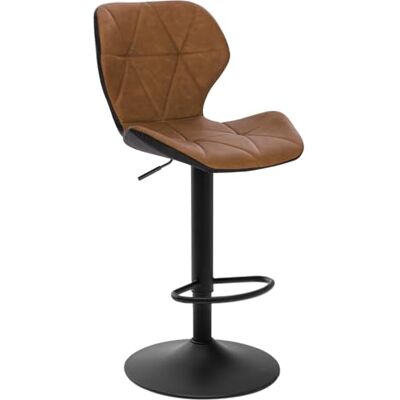 EUGAD 0662BY-1 Tabouret de bar rétro réglable en hauteur et amovible avec dossier en cuir synthétique et acier Marron EUGAD 0662BY-1 Tabouret de bar rétro réglable en hauteur et amovible avec dossier en cuir synthétique et acier Marron