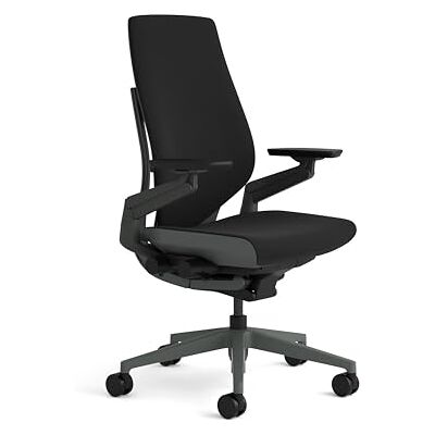 Steelcase Gesture, chaise de bureau ergonomique avec accotoirs à 360° et soutien lombaire 3D Live Back Onyx Steelcase Gesture, chaise de bureau ergonomique avec accotoirs à 360° et soutien lombaire 3D Live Back Onyx