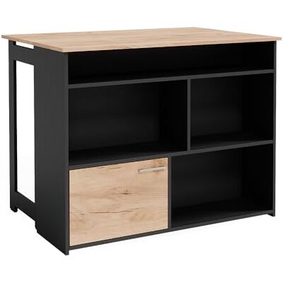 Vicco Table de bar "Dominic", Chêne de force doré, 116x37cm 4x compartiments ouverts et 1x porte, plateau de table rabattable pour une utilisation flexible dans les petits espaces Vicco Table de bar "Dominic", Chêne de force doré, 116x37cm 4x compartiments ouverts et 1x porte, plateau de table rabattable pour une utilisation flexible dans les petits espaces