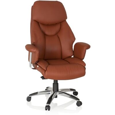 hjh OFFICE 608230 Prado Fauteuil de bureau en cuir synthétique avec rembourrage épais et dossier haut Marron Taille XXL hjh OFFICE 608230 Prado Fauteuil de bureau en cuir synthétique avec rembourrage épais et dossier haut Marron Taille XXL