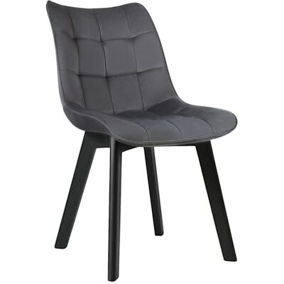 EUGAD 1 X Chaise de Salle à Manger Velours Assise Bois Pieds,Chaise Moderne pour Cuisine Chambre Salon,Gris Foncé 0654BY-1 EUGAD 1 X Chaise de Salle à Manger Velours Assise Bois Pieds,Chaise Moderne pour Cuisine Chambre Salon,Gris Foncé 0654BY-1