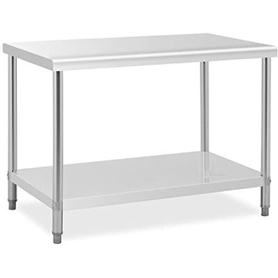 Royal Catering RCAT-120/70 Table de Travail en Acier Inoxydable (120 x 70 cm, 1 Plateau de Travail et 1 étagère, jusqu'à 400 kg, Pieds réglables en Hauteur, Acier Inoxydable) Royal Catering RCAT-120/70 Table de Travail en Acier Inoxydable (120 x 70 cm, 1 Plateau de Travail et 1 étagère, jusqu'à 400 kg, Pieds réglables en Hauteur, Acier Inoxydable)