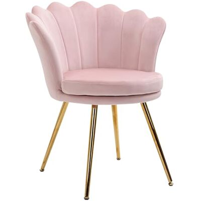 HOMCOM Fauteuil Coquillage Chaise Coiffeuse 67l x 64P x 77H cm Rose Poudré HOMCOM Fauteuil Coquillage Chaise Coiffeuse 67l x 64P x 77H cm Rose Poudré
