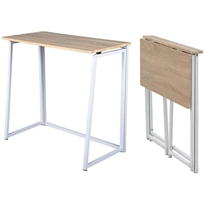 MEUBLE COSY Bureau Pliant pour Petits Espaces Table d'Ordinateur Pliante pour Bureau Domicile Poste de Travail Style scandinave Pieds en Métal 80x40x74cm Chêne MEUBLE COSY Bureau Pliant pour Petits Espaces Table d'Ordinateur Pliante pour Bureau Domicile Poste de Travail Style scandinave Pieds en Métal 80x40x74cm Chêne
