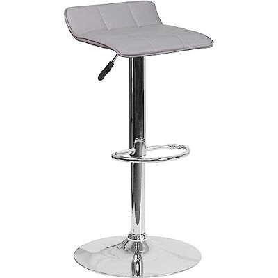 Flash Furniture Tabouret de bar contemporain en vinyle réglable en hauteur avec base chromée, métal, gris, 50,8 x 50,8 x 30,48 cm Flash Furniture Tabouret de bar contemporain en vinyle réglable en hauteur avec base chromée, métal, gris, 50,8 x 50,8 x 30,48 cm